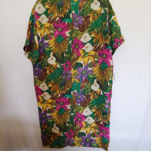 Pat Argent Collection 100% Silk hawaiin print midi short sleeve size 10 - Picture 8 of 12
